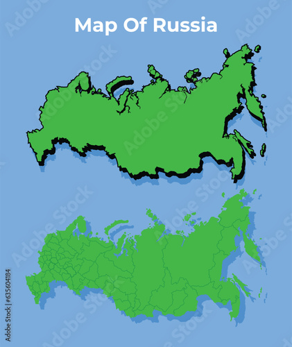 Vector Russia 3D map set simple flat illustration