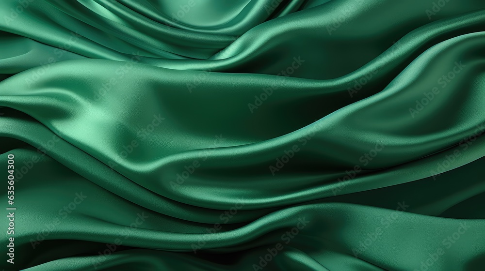 Obraz premium Waves of green satin fabric