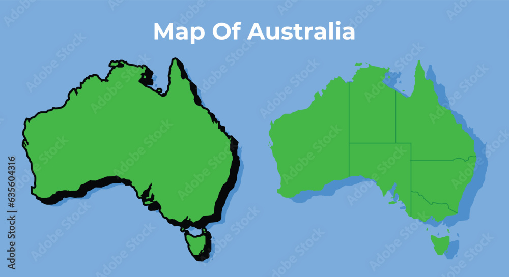 Vector Australia 3D map set simple flat illustration