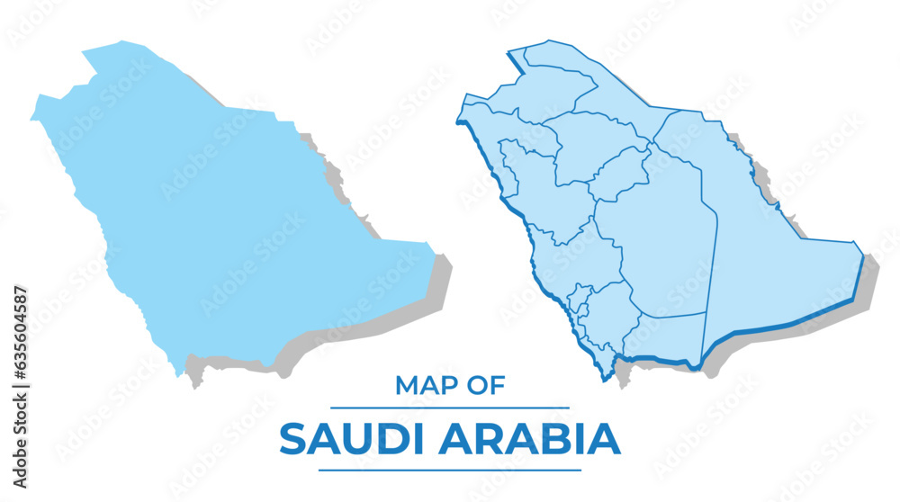 Vector Saudi Arabia map set simple flat and outline style illustration