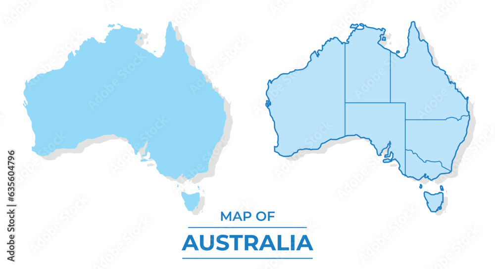 Vector Australia map set simple flat and outline style illustration