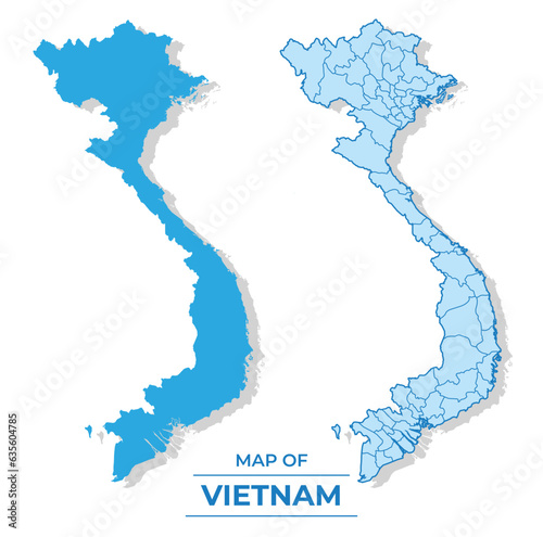 Vector Vietnam map set simple flat and outline style illustration