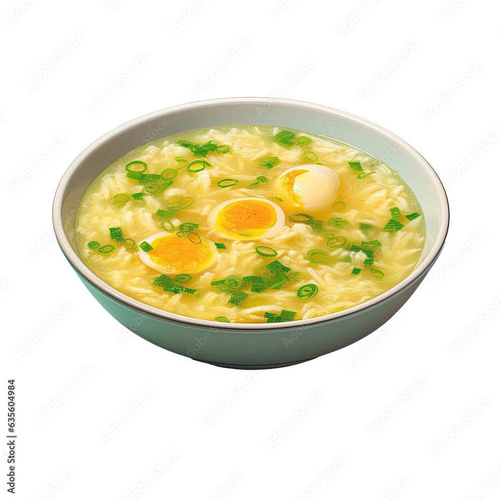 Egg drop soup in a Chinese bowl Egg drop soup in a Chinese bowl