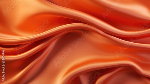 Waves of orange satin fabric