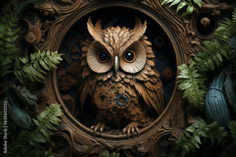 Mysterious Owls hole. Generate Ai