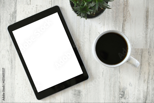 Computer tablet e-reader with blank white screen for mock up photo