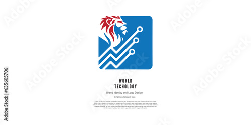 lion modern technology logo design for graphic designer or web developer