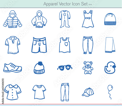 Fashion icon, Apparel Icon, Cloth line art, boys cloth, women cloth, child dress line art, Line art vector, free vector, Icon set, garment product, Vector icon set.