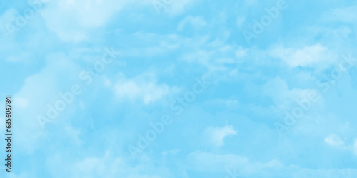 Bright painted sky blue watercolor background, Abstract blue sky with clouds, Light blue background with watercolor, Soft cloud in the sky background blue tone for wallpaper, graphics design.