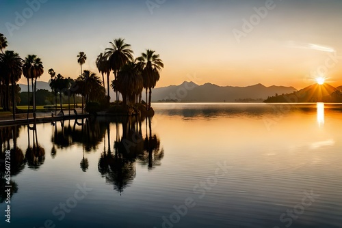 sunset on the river