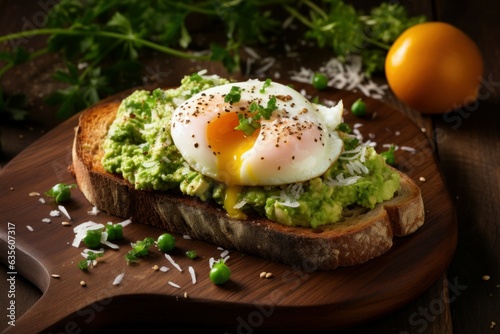 Delicious Avocado toast board breakfast. Generate ai