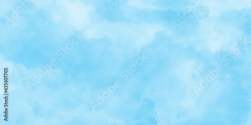 Abstract shinny Summer seasonal natural cloudy blue sky background, Hand painted watercolor shades sky clouds, Bright blue cloudy sky vector illustration.