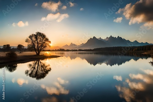 sunset over lake