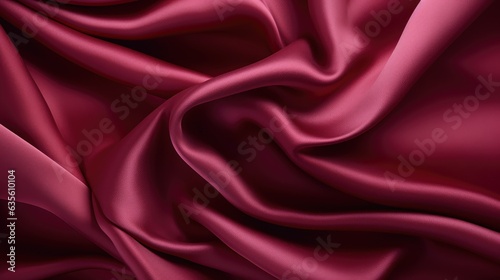 Waves of maroon satin fabric