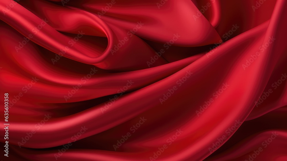 Waves of crimson satin fabric