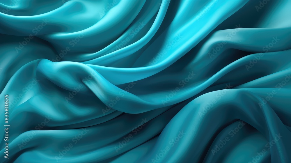 Waves of cyan satin fabric Waves of cyan satin fabric