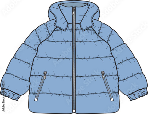 KIDS WEAR PUFFER PADDED JACKET PARKA VECTOR ILLUSTRATION