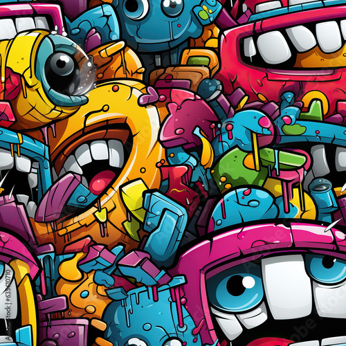 Funky doodles psychedelic repeat pattern