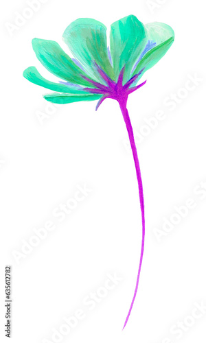Hand painted flower  isolated item  no background.