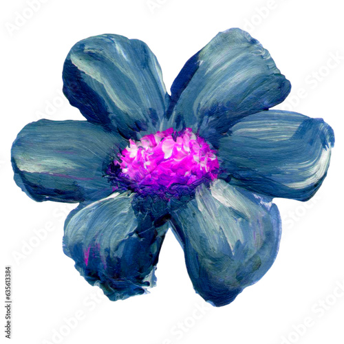 Hand painted flower, isolated item, no background.