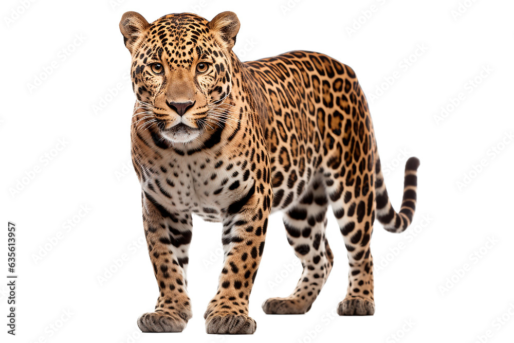 Jaguar isolated on a transparent background. Animal front view portrait. Jaguar isolated on a transparent background. Animal front view portrait.