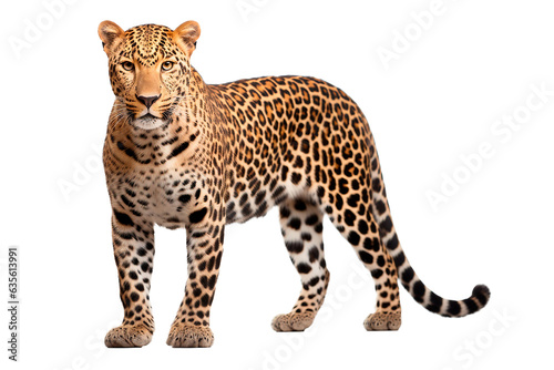 Jaguar isolated on a transparent background. Animal left side view portrait.