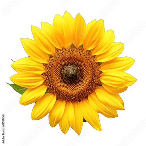 Yellow sunflower cutout isolated against white transparent background 
