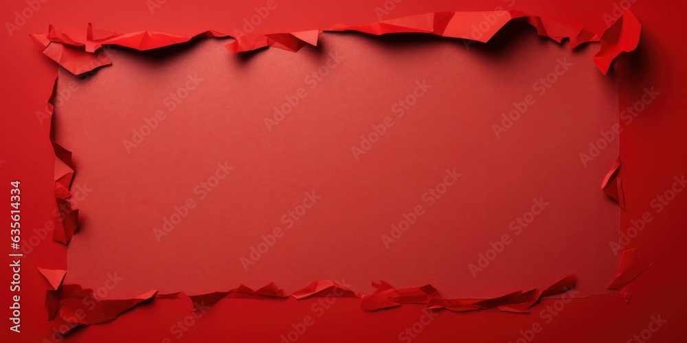 Red frame of ripped torn paper Red frame of ripped torn paper