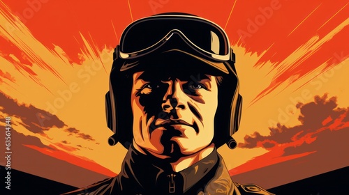 Pilot WW2 retro style poster photo