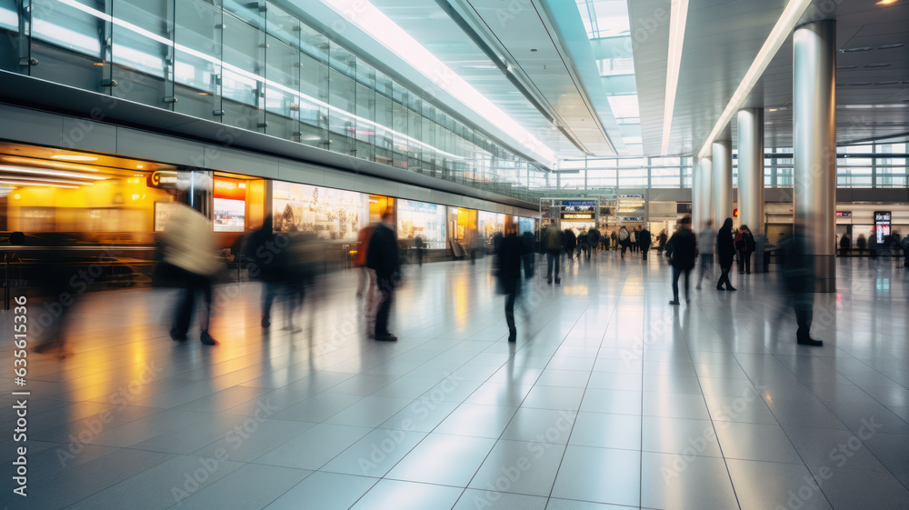 Busy Airport Terminal Long Exposure