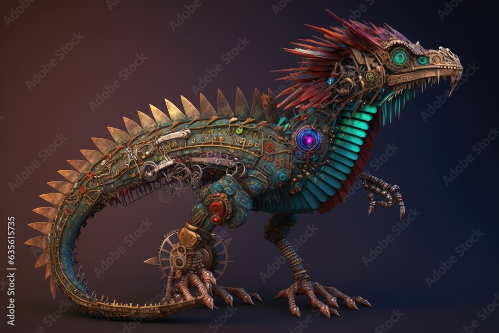 Fototapeta premium A fantasy dragon with a long tail and sharp claws