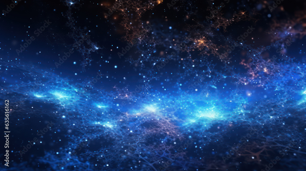 Obraz premium Abstract Dark Blue Background with Glowing Particles