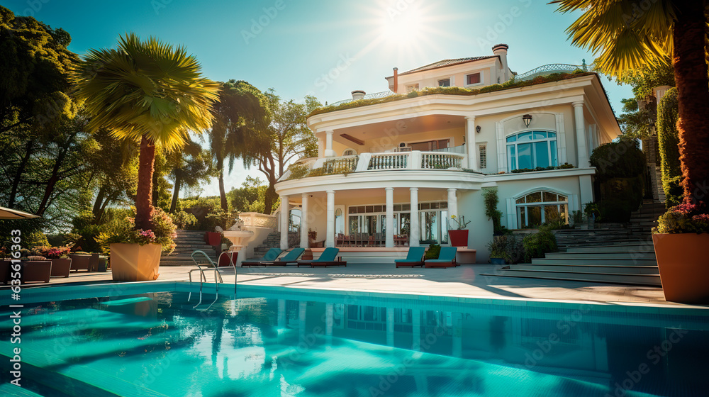 Luxury mansion house villa on sunny day