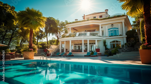 Luxury mansion house villa on sunny day