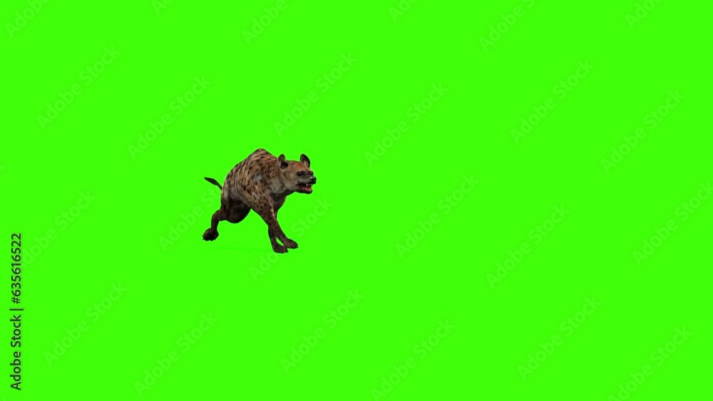 Wideo Stock: Hyena 3d One side to the other side fast run on chroma key