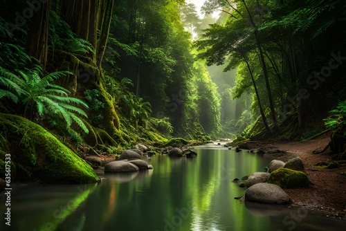 river in the forest Generated by ai 