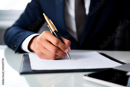 Writing signature on contract