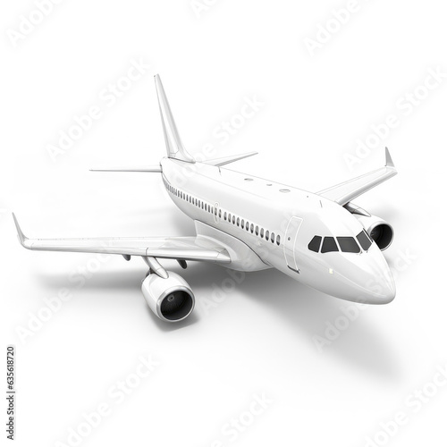 White Airplane Soaring on Pure Background