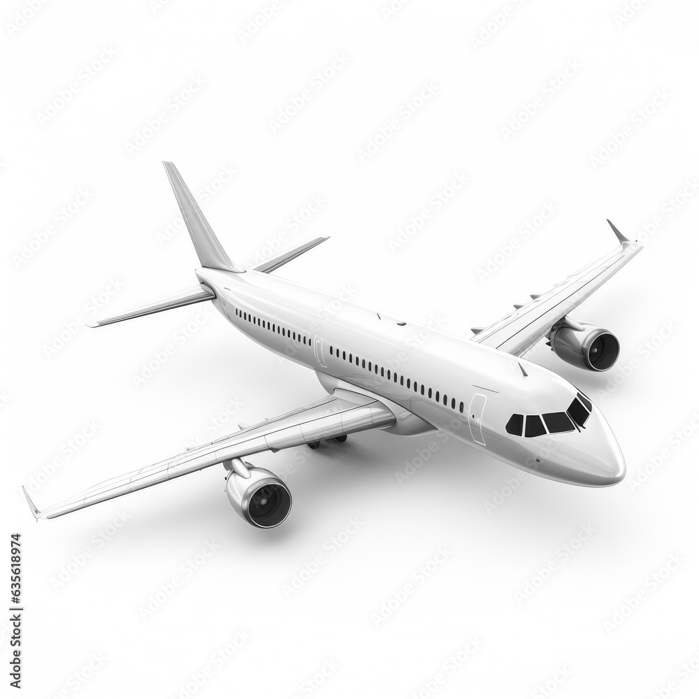 Obraz premium Airplane Soaring Against White