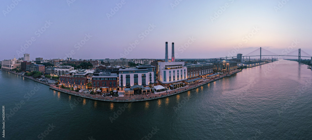 Savannah River Panoramic Including the Bridge and Plant Riverside District