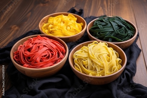 pasta in four different colors