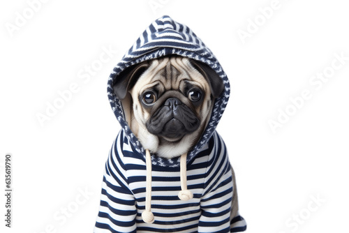 A Pug in Adorable Attire, Isolated on a Transparent Background. AI © Usmanify