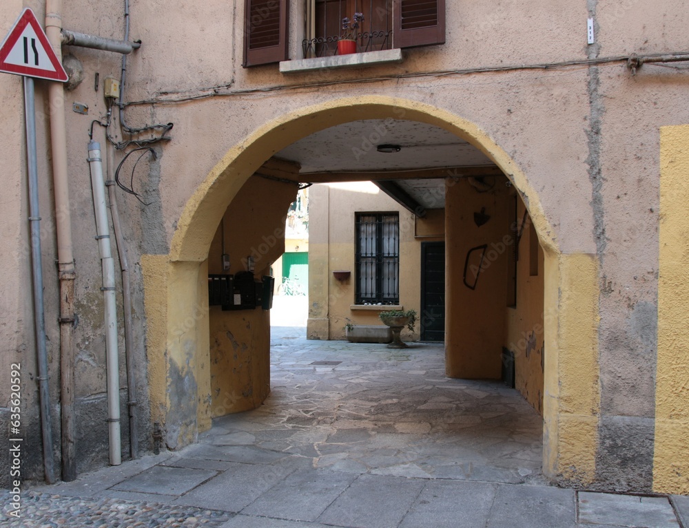 Italy, Lombardy, Varese: Glimpse of little village of Castiglione Olona.
