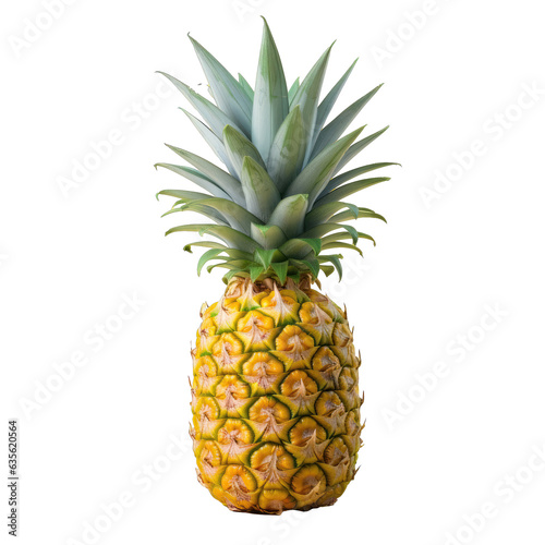 Pineapple photographed closely on transparent background