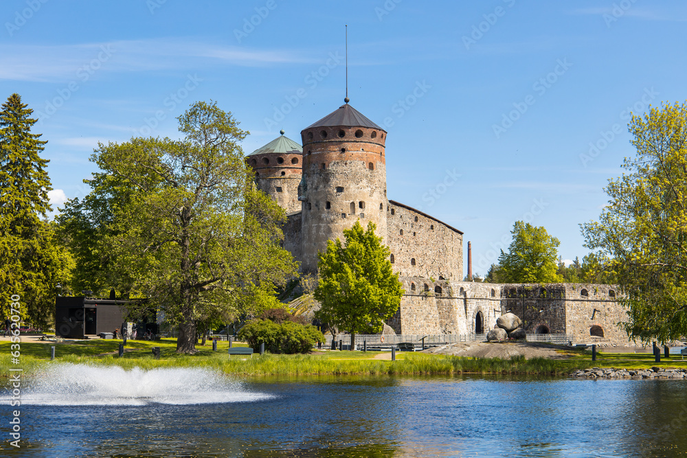 The castle Olavinlinna as landmark of the town Savonlinna in Finland