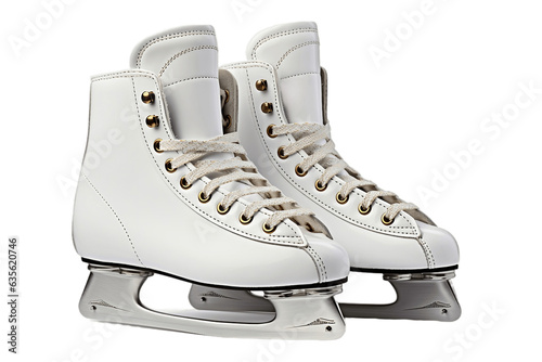 Ice Skates with Laces on Transparent Background. AI