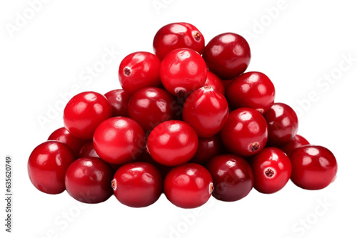 Pile of Cranberries Isolated on a Clear Background. AI