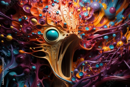 Ferrofluid style abstract modern colorful digital art.