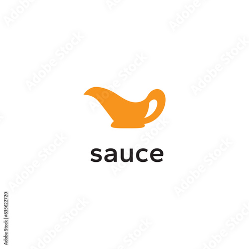 Logo of an abstract gravy boat in a conceptual design. A fusion of culinary elegance and artistic innovation. Vector illustration.
