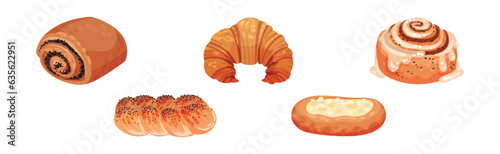 Baked Pastry and Flour Products from Bakery Vector Set